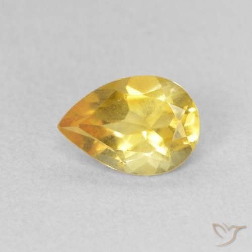 0.60 ct Golden Citrine Gemstone, Citrine Gem in Pear Facet Shape for Sale.