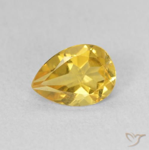 0.66ct Natural Golden Orange Citrine, Pear Shape, VS
