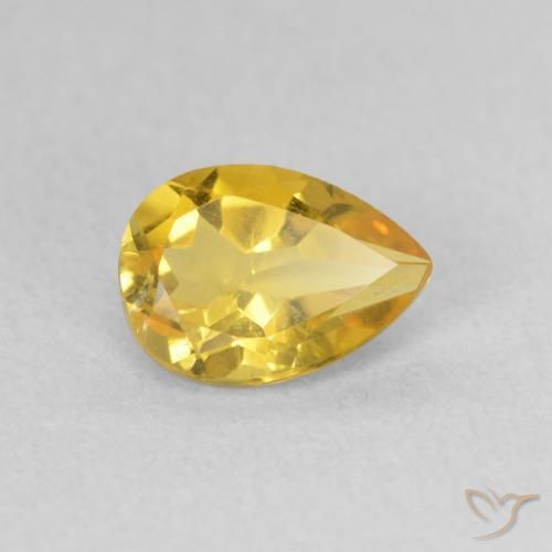 0.66 ct Golden Citrine Stone, Natural Citrine in Pear Facet Shape for Sale