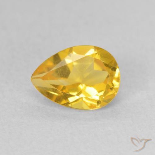 0.78ct Natural Golden Orange Citrine, Pear Shape, VS