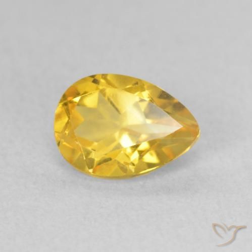 0.78 ct Golden Citrine Stone, Natural Citrine in Pear Facet Shape for Sale