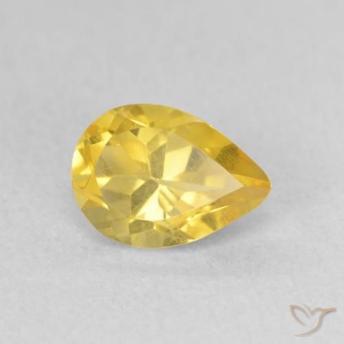 0.76ct Natural Tuscany Yellow Citrine, Pear Shape, VS