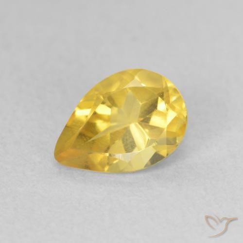 0.76 ct Yellow Citrine Stone, Natural Citrine in Pear Facet Shape for Sale