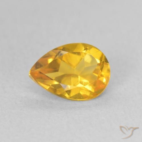 0.71ct Natural Medium Golden Citrine, Pear Shape, VS