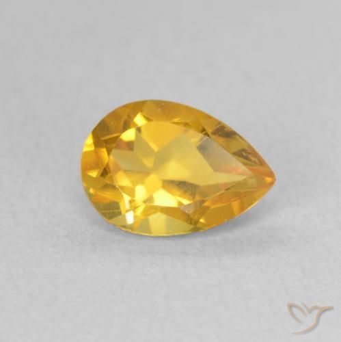 0.71 ct Golden Citrine Stone, Natural Citrine in Pear Facet Shape for Sale