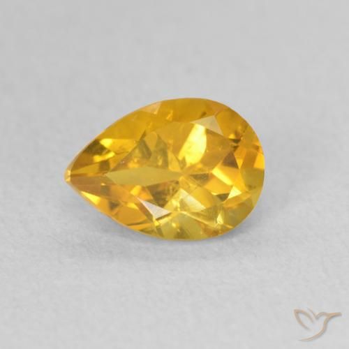 0.73ct Natural Golden Orange Citrine, Pear Shape, VS