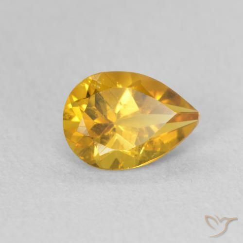 0.73 ct Golden Citrine Stone, Natural Citrine in Pear Facet Shape for Sale