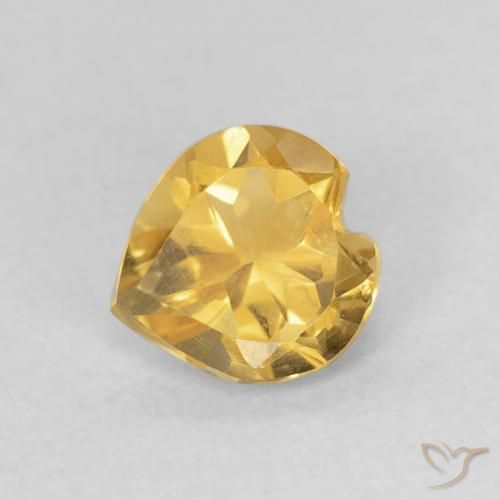 0.64 ct Golden Citrine Gemstone, Citrine Gem in Heart Facet Shape for Sale.