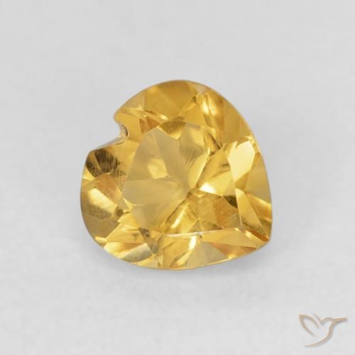 0.74 ct Golden Citrine Stone, Natural Citrine in Heart Facet Shape for Sale