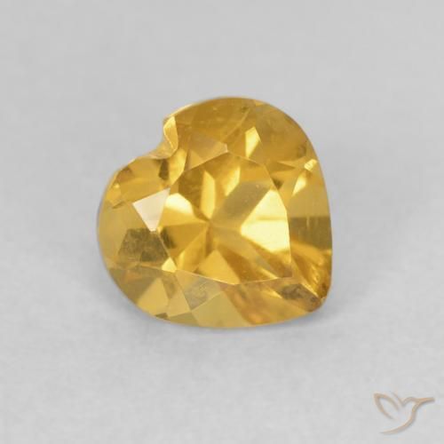 0.78 ct Golden Citrine Stone, Natural Citrine in Heart Facet Shape for Sale