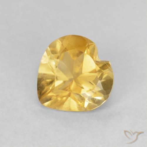 0.67 ct Golden Citrine Stone, Natural Citrine in Heart Facet Shape for Sale