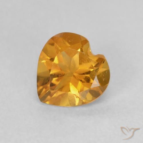 0.65ct Natural Dark Orange-Gold Citrine, Heart, VVS