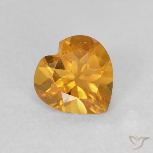 0.65 ct Golden Citrine Stone, Natural Citrine in Heart Facet Shape for Sale