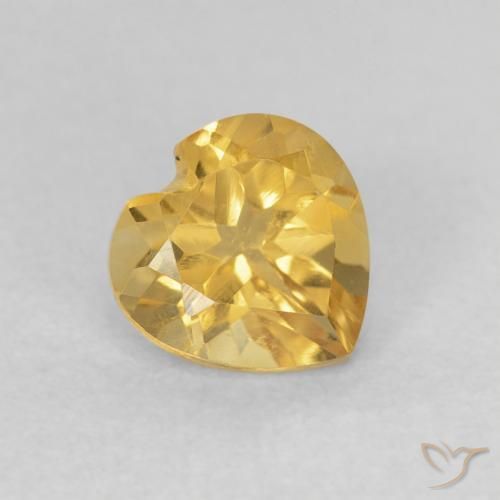 0.73 ct Golden Citrine Stone, Natural Citrine in Heart Facet Shape for Sale