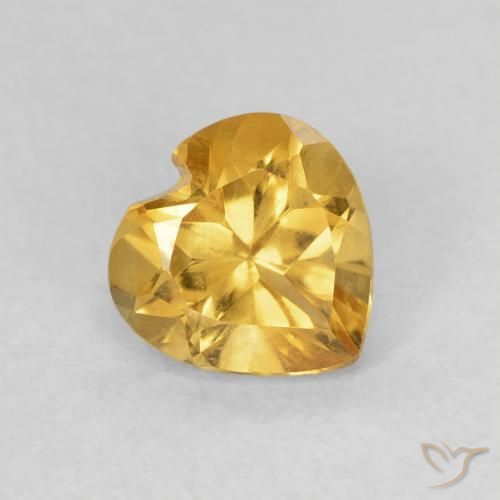 0.71 ct Golden Citrine Stone, Natural Citrine in Heart Facet Shape for Sale