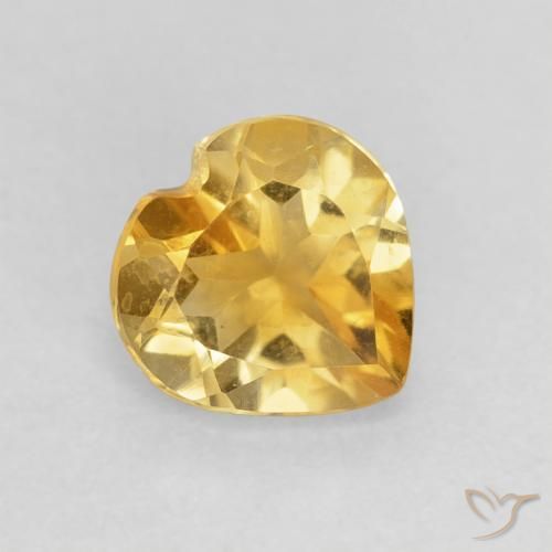0.85 ct Golden Citrine Stone, Natural Citrine in Heart Facet Shape for Sale
