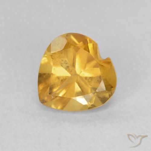 0.75ct Natural Medium Light Orange-Gold Citrine, Heart, VVS