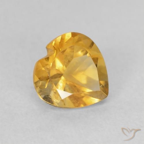 0.75 ct Golden Citrine Stone, Natural Citrine in Heart Facet Shape for Sale