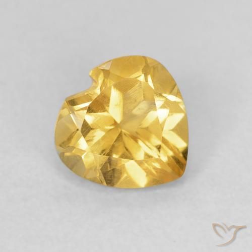 0.74 ct Golden Citrine Stone, Natural Citrine in Heart Facet Shape for Sale