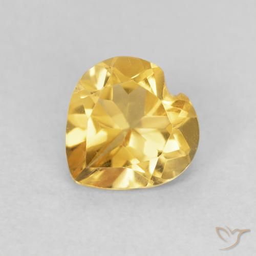 0.69ct Natural Medium Gold Citrine, Heart, VVS