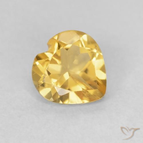 0.69 ct Golden Citrine Stone, Natural Citrine in Heart Facet Shape for Sale