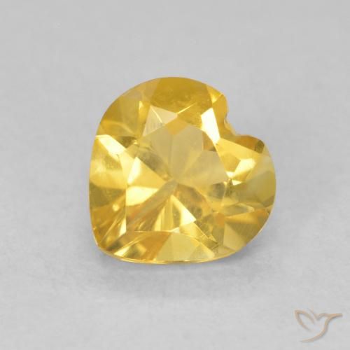 0.75ct Natural Medium Golden Citrine, Heart, VVS-VS, Photo A