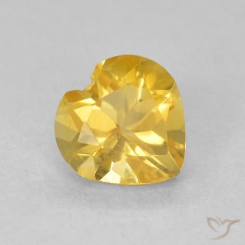 0.75 ct Golden Citrine Stone, Natural Citrine in Heart Facet Shape for Sale