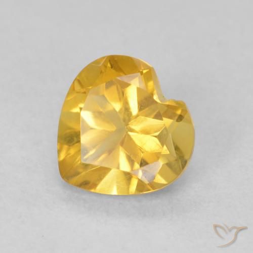 0.74ct Natural Medium Gold Citrine, Heart, VVS-VS