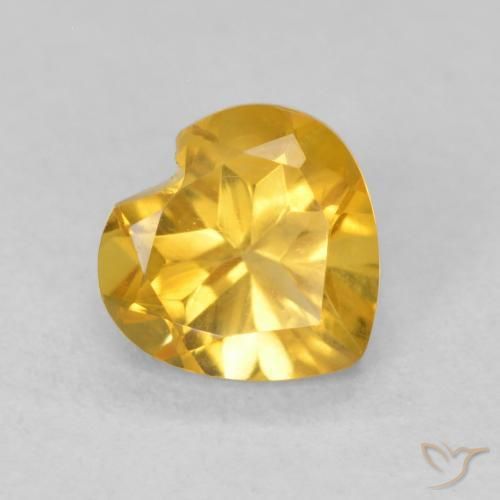 0.74 ct Golden Citrine Stone, Natural Citrine in Heart Facet Shape for Sale