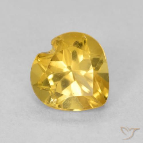 0.75 ct Golden Citrine Stone, Natural Citrine in Heart Facet Shape for Sale