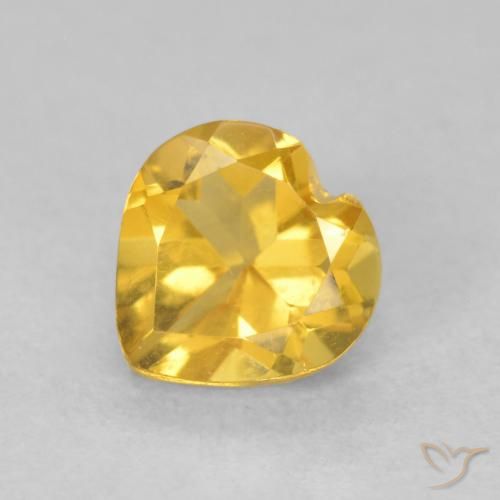 0.76ct Natural Medium Gold Citrine, Heart, VVS-VS