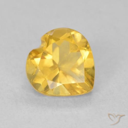0.76 ct Golden Citrine Stone, Natural Citrine in Heart Facet Shape for Sale