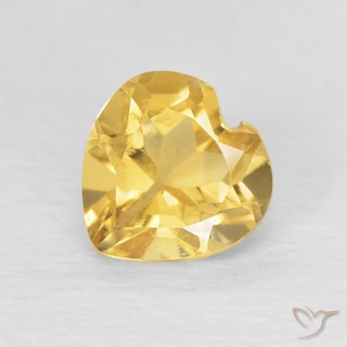 0.77ct Natural Bright Gold Citrine, Heart, VVS-VS