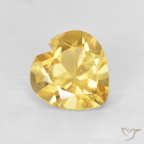 0.77 ct Golden Citrine Stone, Natural Citrine in Heart Facet Shape for Sale