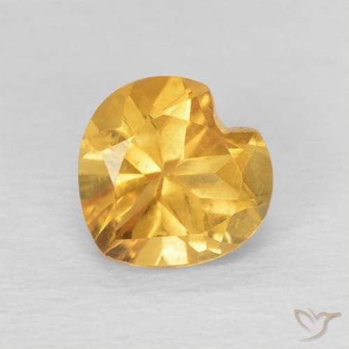 0.73ct Natural Medium Golden Citrine, Heart, VVS-VS