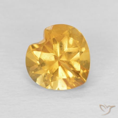 0.73 ct Golden Citrine Stone, Natural Citrine in Heart Facet Shape for Sale
