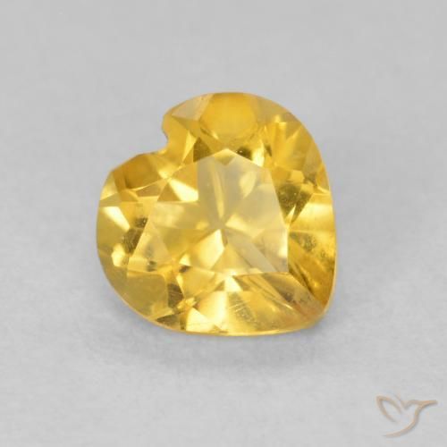 0.66 ct Golden Citrine Stone, Natural Citrine in Heart Facet Shape for Sale