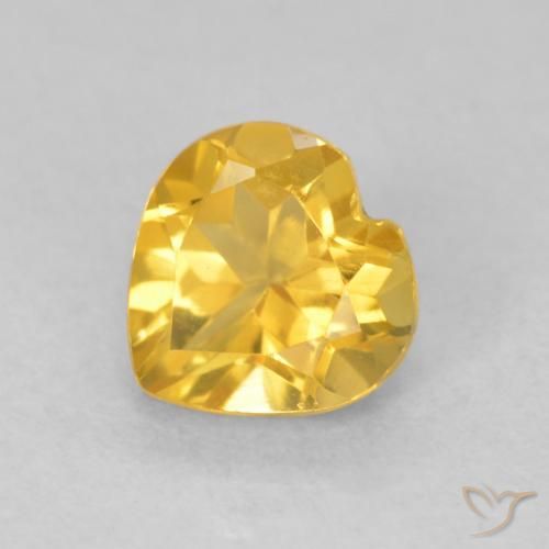 0.76ct Natural Medium Gold Citrine, Heart, VVS-VS