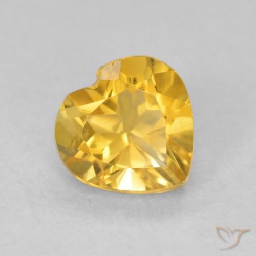 0.76 ct Golden Citrine Stone, Natural Citrine in Heart Facet Shape for Sale