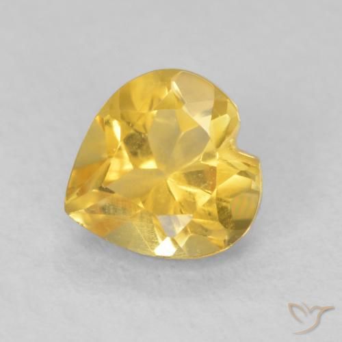 0.76 ct Golden Citrine Stone, Natural Citrine in Heart Facet Shape for Sale