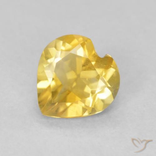 0.62ct Natural Medium Golden Citrine, Heart, VVS-VS
