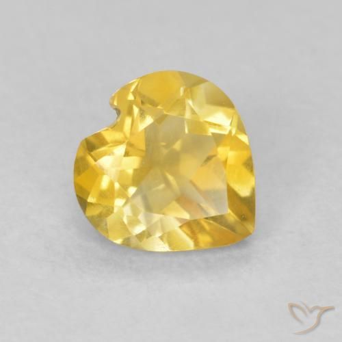 0.62 ct Golden Citrine Stone, Natural Citrine in Heart Facet Shape for Sale