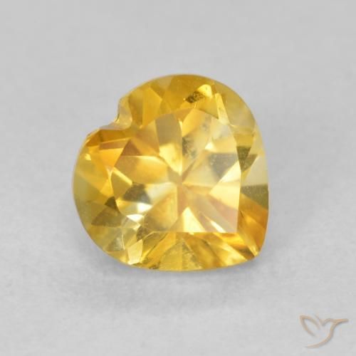 0.83ct Natural Bright Gold Citrine, Heart, VVS-VS
