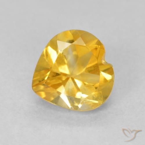 0.83 ct Golden Citrine Stone, Natural Citrine in Heart Facet Shape for Sale