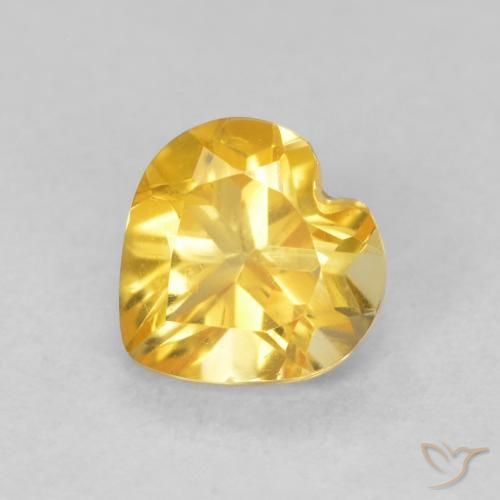 0.73 ct Golden Citrine Stone, Natural Citrine in Heart Facet Shape for Sale