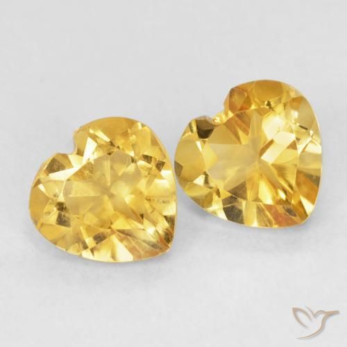 1.45 ctw Golden Citrine Stones, Natural Citrine in Heart Facet Shape for Sale