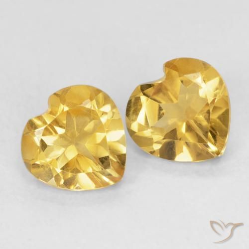 1.34 ctw Golden Citrine Stones, Natural Citrine in Heart Facet Shape for Sale