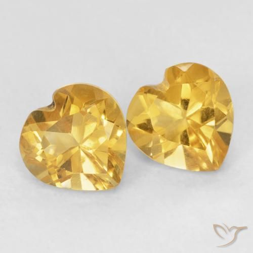 1.55 ctw Golden Citrine Stones, Natural Citrine in Heart Facet Shape for Sale