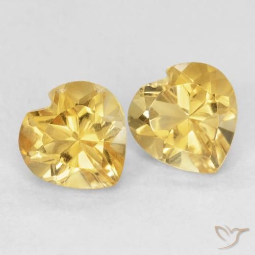1.52 ctw Golden Citrine Stones, Natural Citrine in Heart Facet Shape for Sale