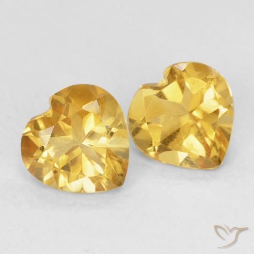 1.42 ctw Golden Citrine Stones, Natural Citrine in Heart Facet Shape for Sale